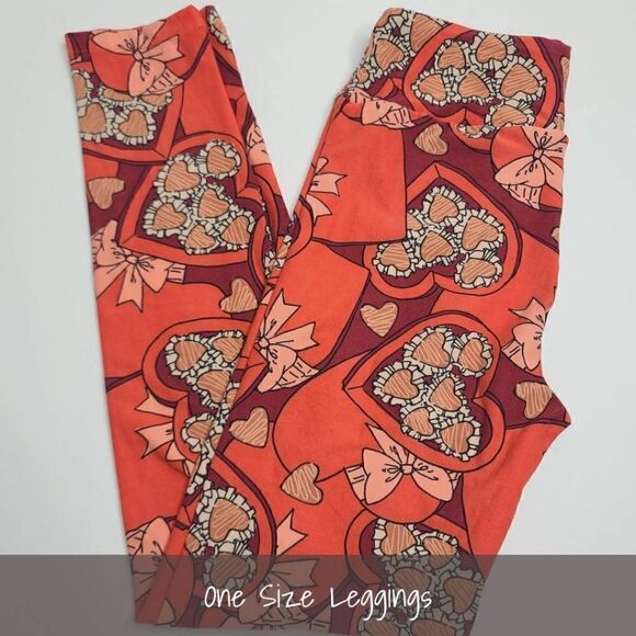 LuLaRoe OS Valentines Leggings Hearts Candy Box NEW - Picture 1 of 1